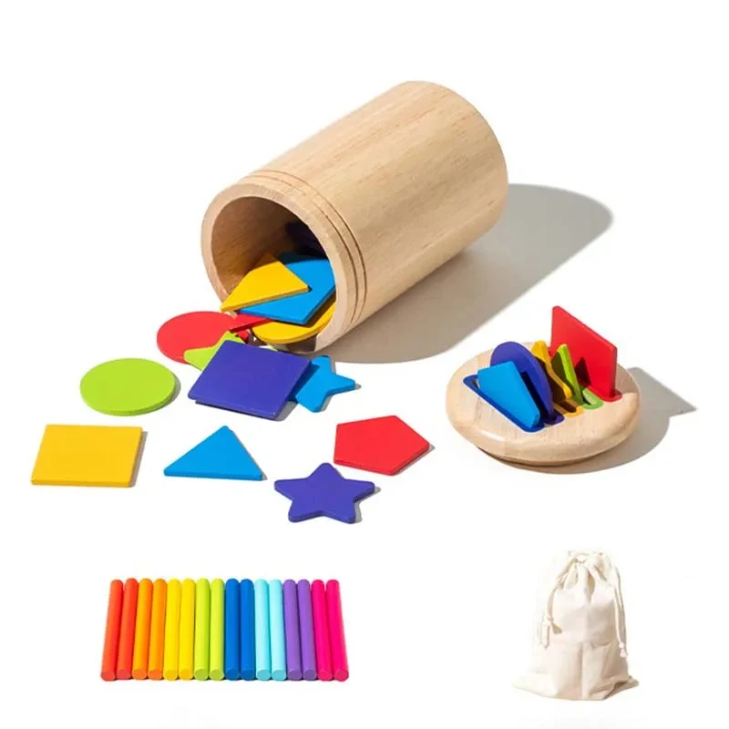 Giocattoli coordinati in legno Montessori Corrispondenza dei colori Ordinamento Stick Giocattolo di equilibrio Abilità motorie fini Apprendimento della matematica Giocattoli educativi per bambini