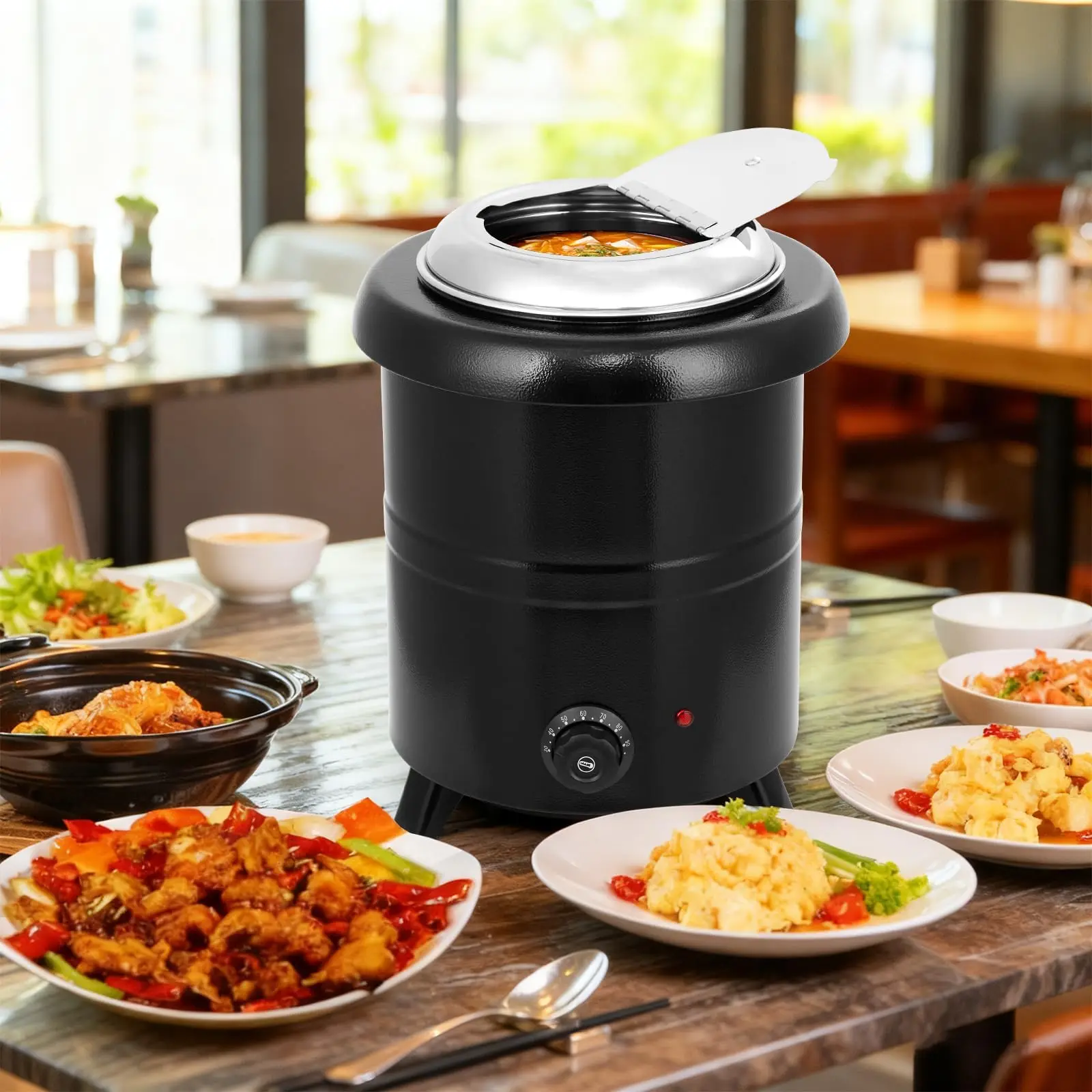 

Коммерческий электрический подогреватель супа 10,5QT/13,7QT из нержавеющей стали с автоматическим контролем температуры для буфетного стола, банкета