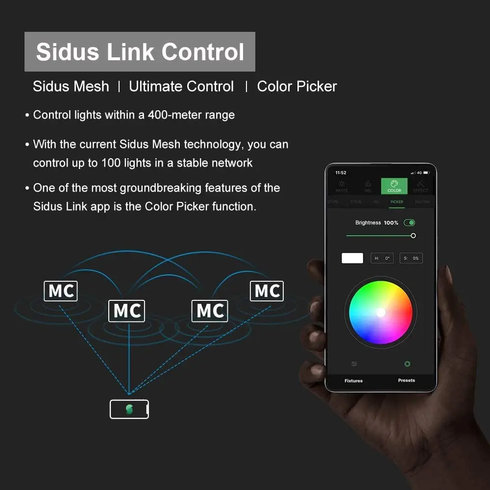 Aputure AL-MC RGBWW LED Lights 3200K-6500K Photography Lighting Light Video Lamp Sidus Link AppCCT Control AL-MC Mini RGB