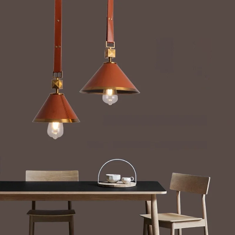 Modern Internal Belt Pendant Light Luxury Leathers Chandelier Kitchen Hanging Lamp Crystal Glass Bedroom Bedside Home Decoration