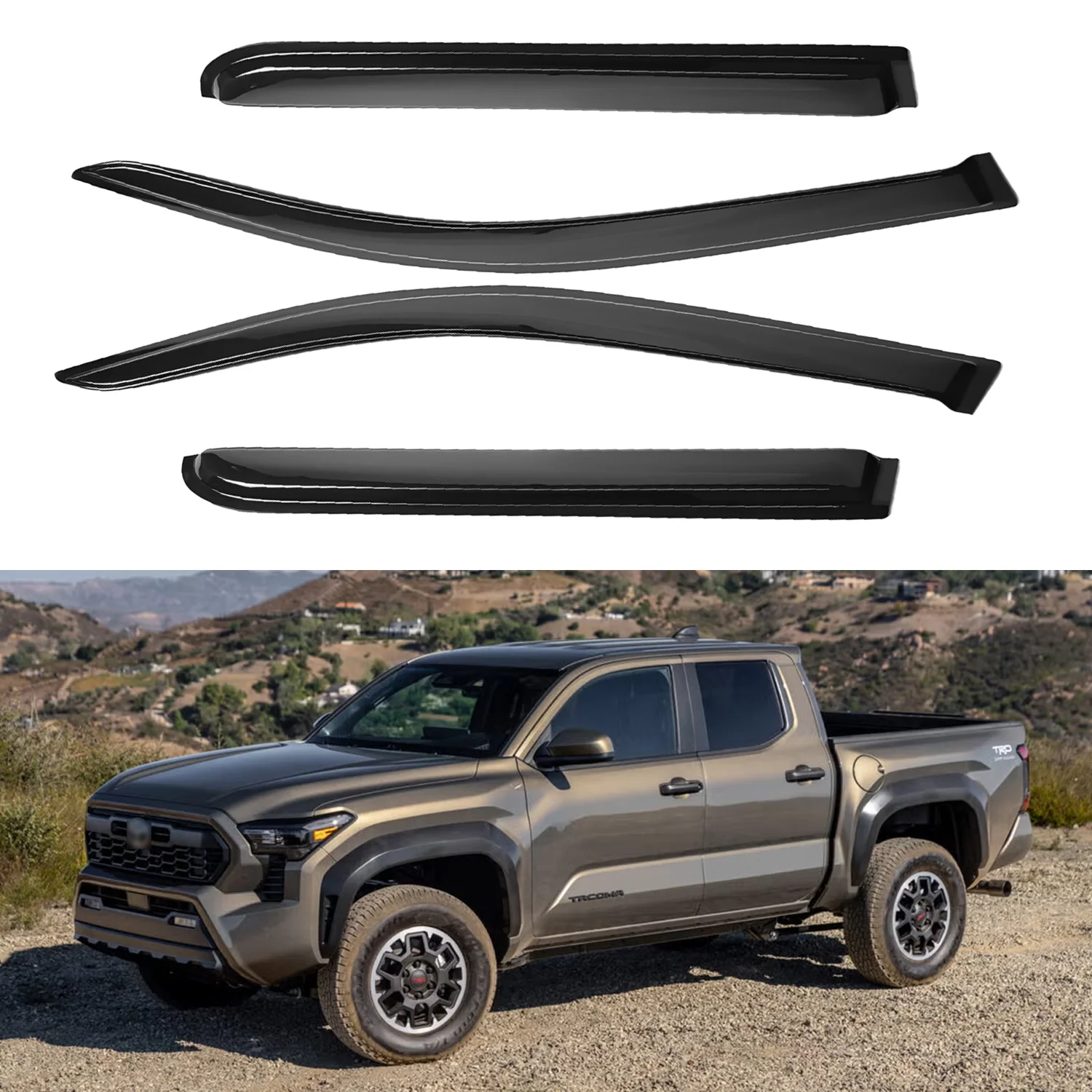 

For Lexus IS200t 2014-2020 IS250 2014-2020 IS350 2014-2020 Outside Mount Smoke Rain Guards Wind Deflectors 4pcs with Drip Rail 1.5MM Thick