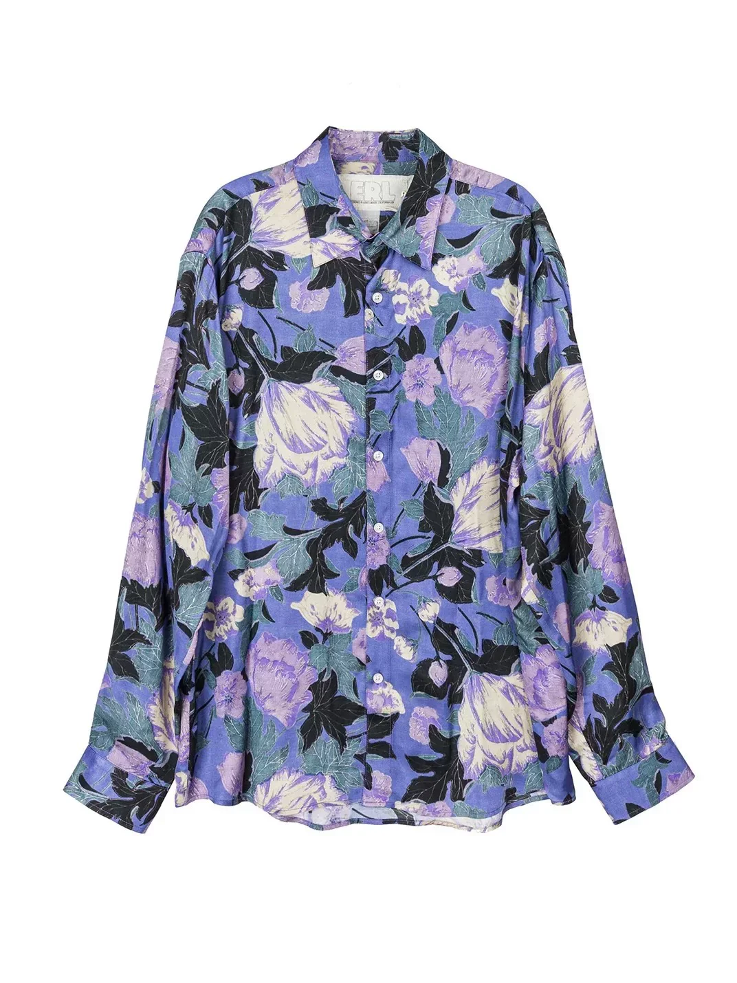 New 2026 Men ERL Flower Violet Fashion Cotton Casual Shirts Shirt High Pocket Long-sleeves Size S-XL #a320