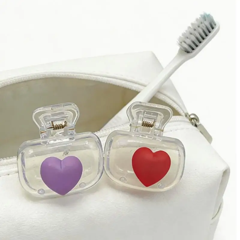 2Pcs Heart Toothbrush Clip Portable Travel Dustproof Toothbrush Head Cover Storage Box Toothbrush Protective Cap+~