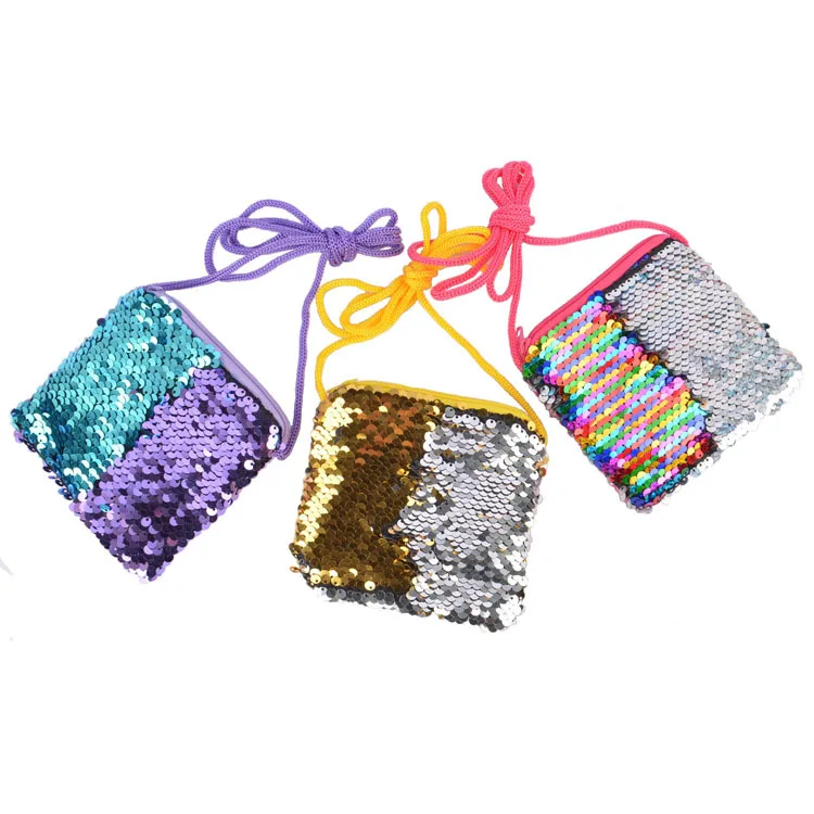 Children Kawaii Sequin Square Coin Purse Large Capacity Crossbody Bag Makeup Bag Walking Cycling Travel Outdoor