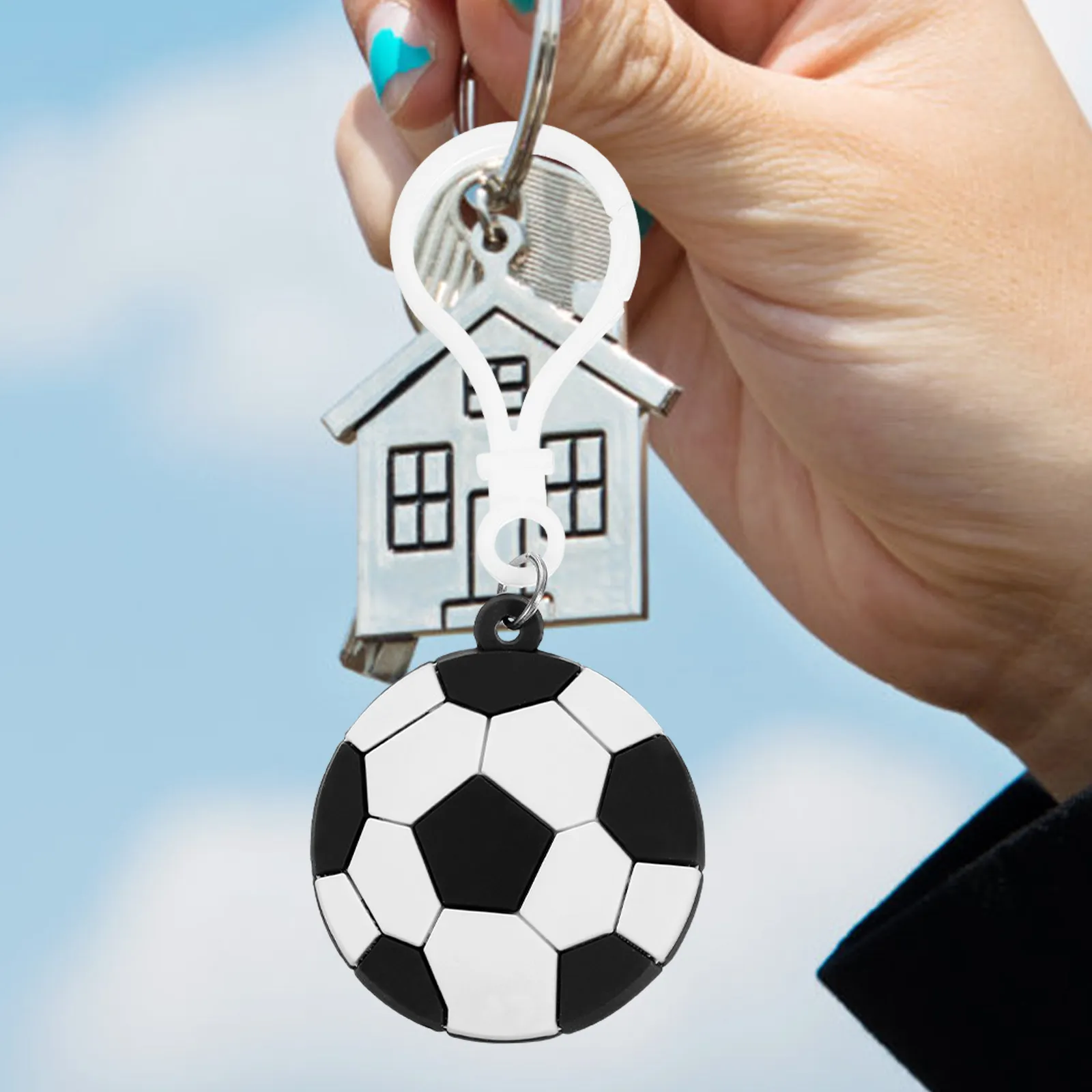 10Pcs Soccer Keychains Set Fashion Novel Lovely Soccer Ball Keychain for Backpacks Car Keys Mobile Phone Bag Decoration Sports