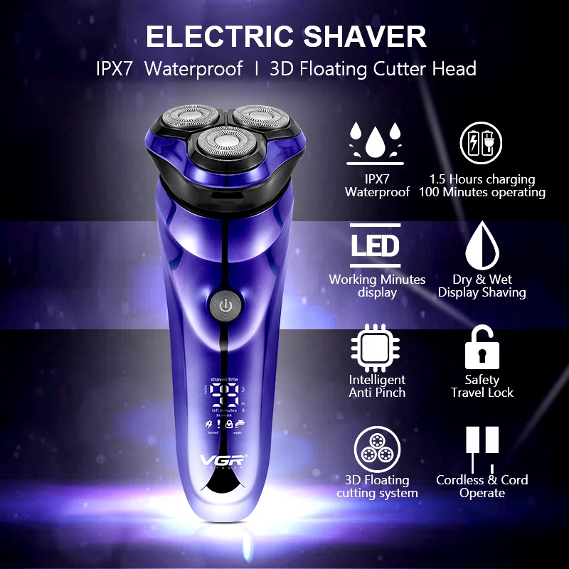 Men\'s Shaver Beard Trimmer With LED Display Electric shaver Men Clipper Electric Razor Portable Shaving Machine Facial Razor