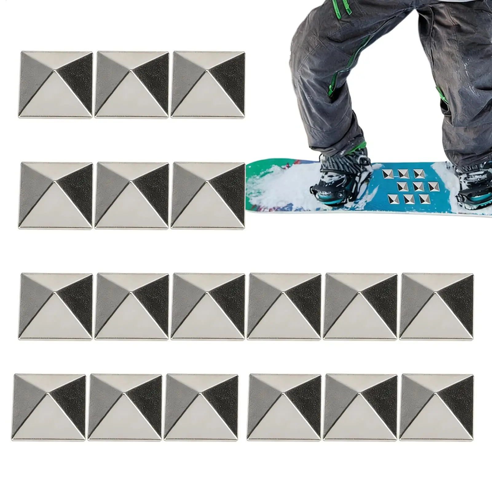

Snowboard Stomp Pad, 18 Pcs Pentagram Studs Anti-Slip Mat, Tool-Free Installation for Ski & Snowboard Boot Grip Training