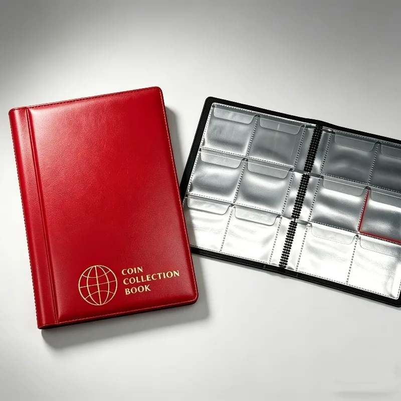 10 Sheets 60 Pockets PVC Coin Collection Album, Dustproof Anti-Oxidation Coin Holder Storage Book