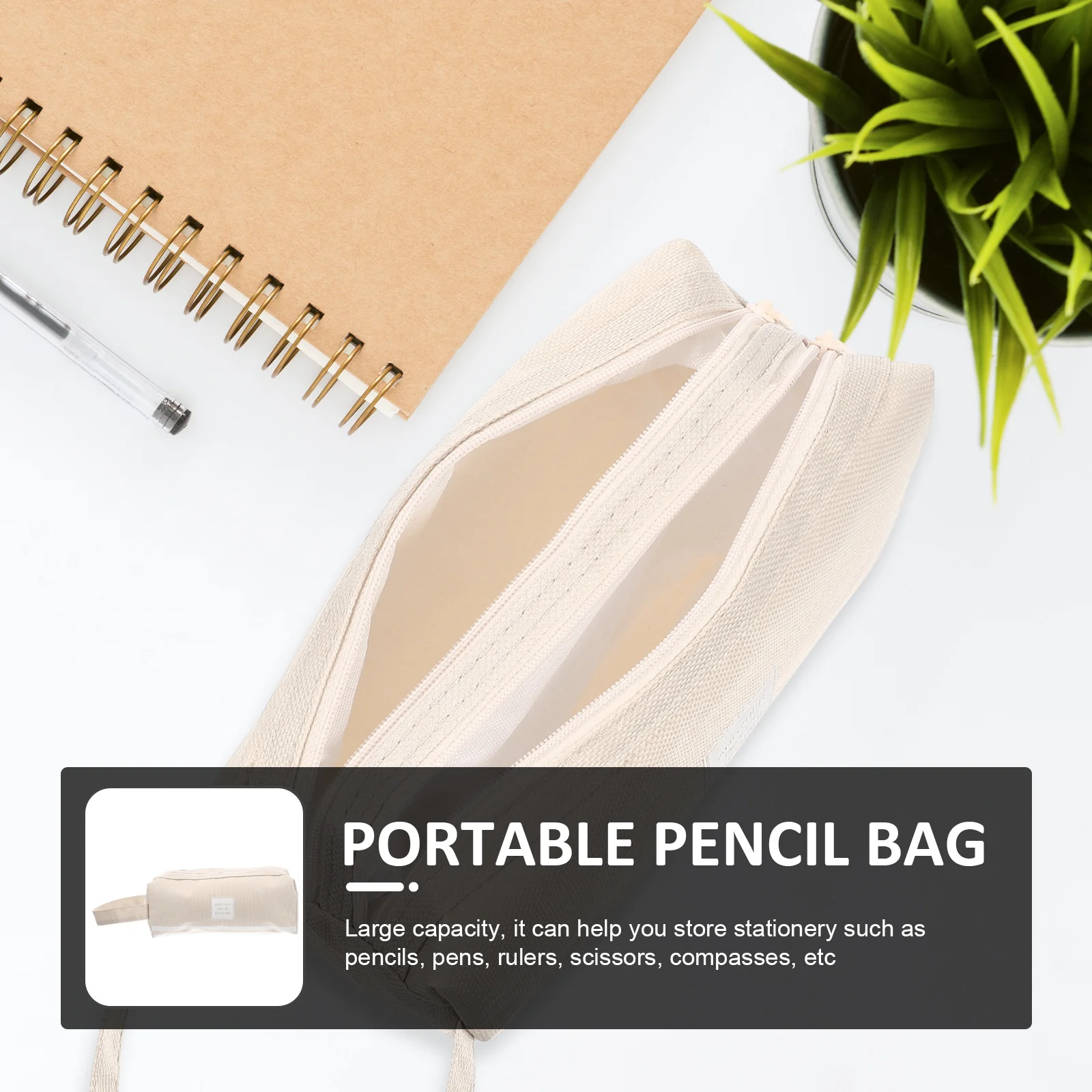 

Large Capacity Pencil Bag Lightweight Portable Stationery Organizer With Lovely Pattern Zipper Closure Multi-Function