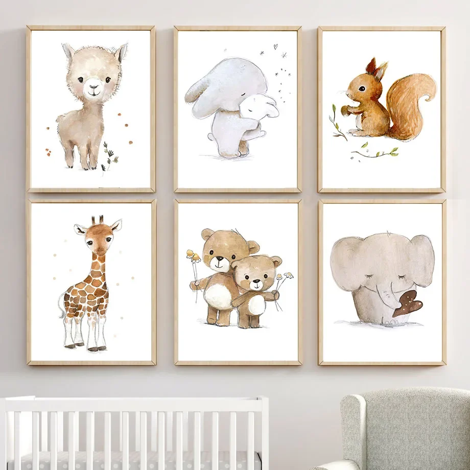 

Penguin Koala Elephant Squirrel Panda Nordic Posters And Prints Wall Art Canvas Painting Animals Wall Pictures Kids Room Decor