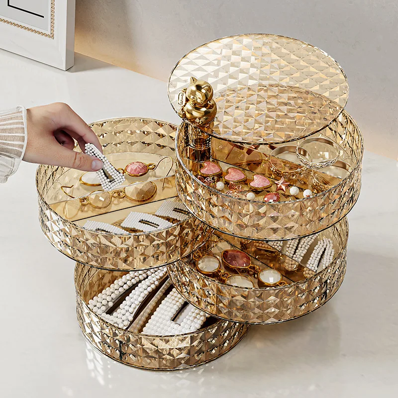 Luxury Rotating Storage Organizer,Spinning Display Tray for Cosmetics/Jewelry/Perfume, Home Desktop Decor