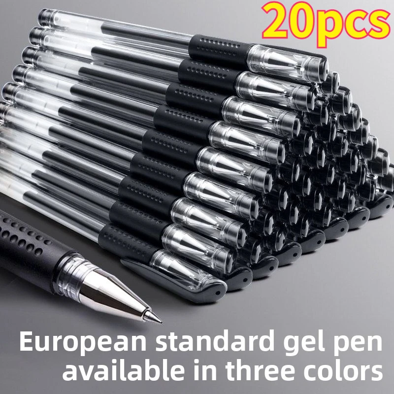 30PCS Office Supplies European Standard Neutral Pen Plastic Signature Pen Student Black Water-based Pen 0.5mm Brush Question Pen
