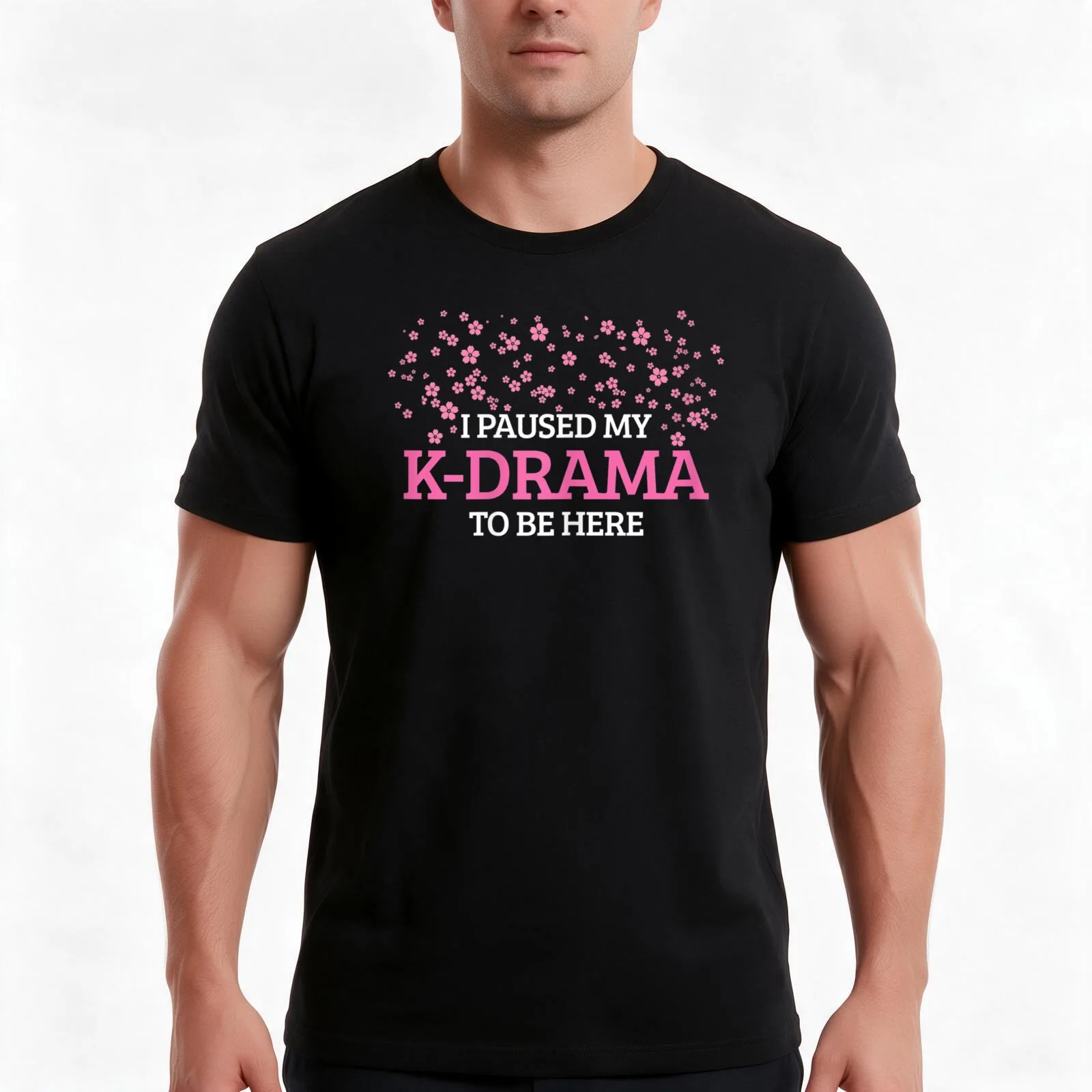 I Paused My K-Drama To Be Here T-Shirt, Summer Casual Cotton Tee, Oversized Streetwear Tops, Vintage Graphic Print, 100% Cotton
