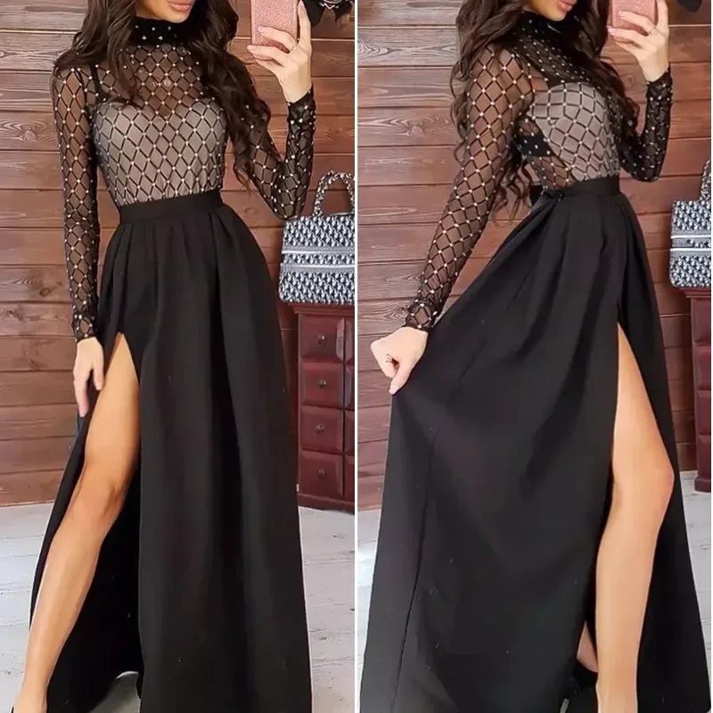 

Women Chic Elegant Dresses Evening Party Fall Winter Clothes 2024 Vintage Sexy Bodycon Long Sleeve Dress for Day and Night Party