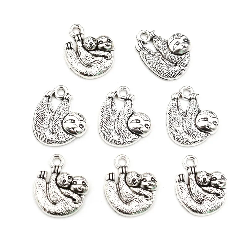 30pcs 17x15mm Antique Silver Plated Sloth Charms Pendant DIY Animal Jewelry Making Accessories Findings For Necklace Bracelet