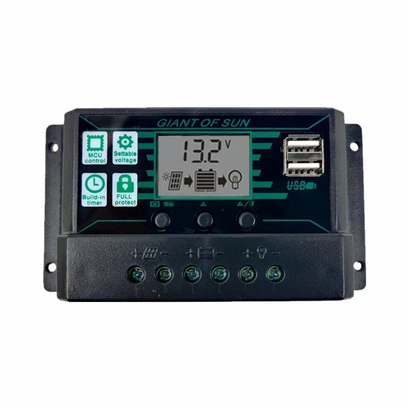 100A Solar Power Solar Charge Controller Dual USB 12V/24V Auto Solar Panel Battery Charge Controllers Voltage Regulator MPPT/PWM