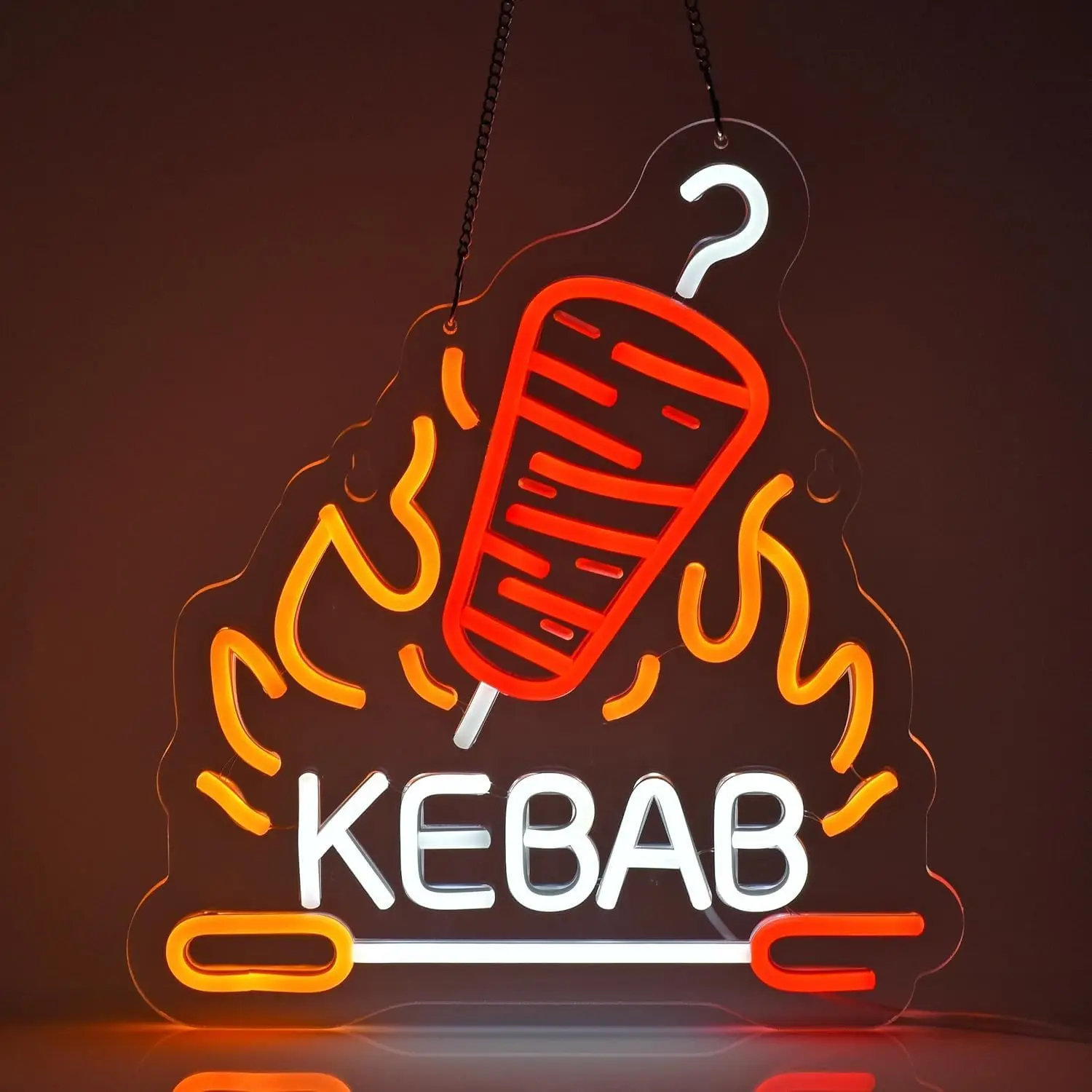 Kebab-Leuchtreklame, Barbecue, Neonlicht, zum Aufhängen, Wanddekoration für Kebab, mediterranes Restaurant, orientalisches Lebensmittelgeschäft, USB, dimmbar