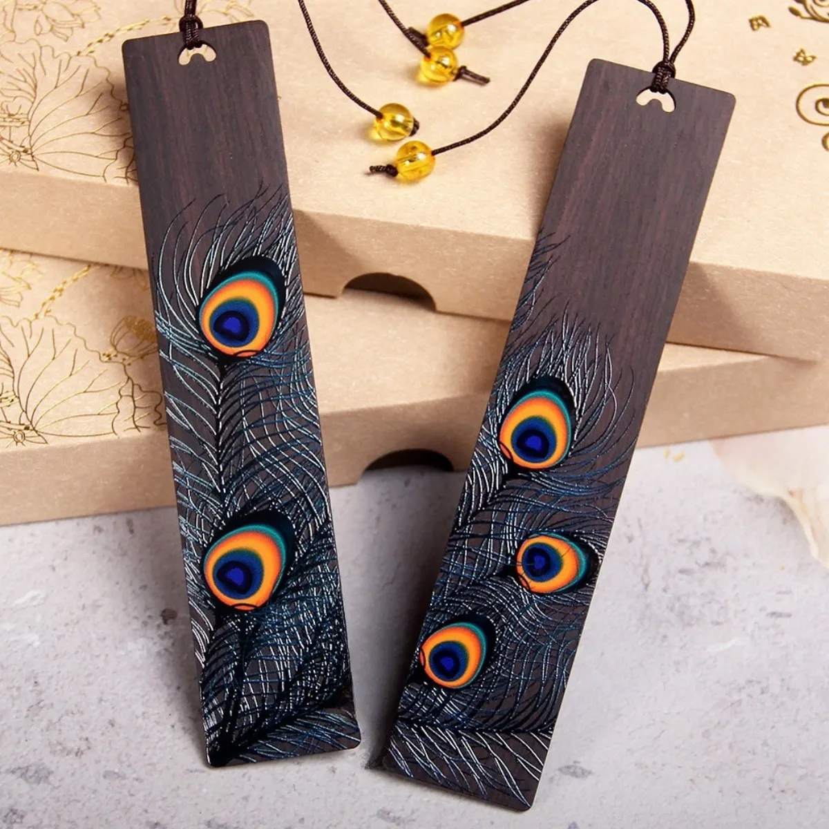

Lucky Painted Feather Book Marks Ebony Lucky Bird Wing Literary Bookmarks for Books