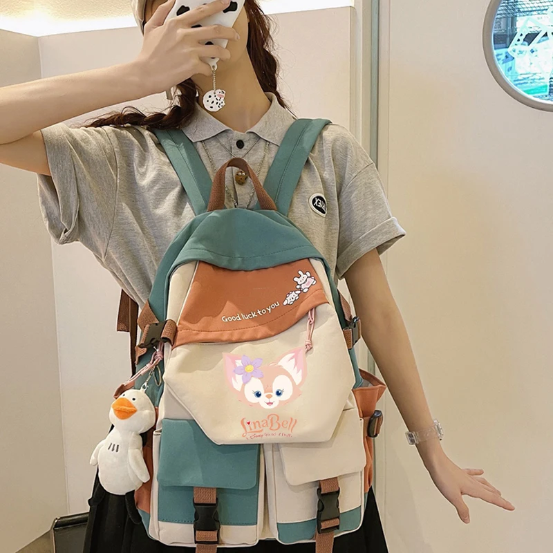 Disney Backpack Boys Girls Kawaii Lina Bell Cartoon Schoolbag Teenager Back To School Schoolbag Waterproof Laptop Bag Kids Gifts