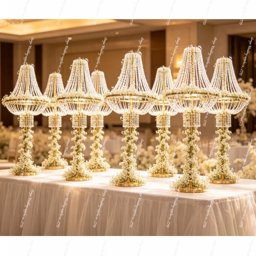 4-10pcs)80-130cm acrylic Luxury Crystal Chandelier LED Pendant Light for  High End Ceiling Hanging Lamp pedestal centrepieces