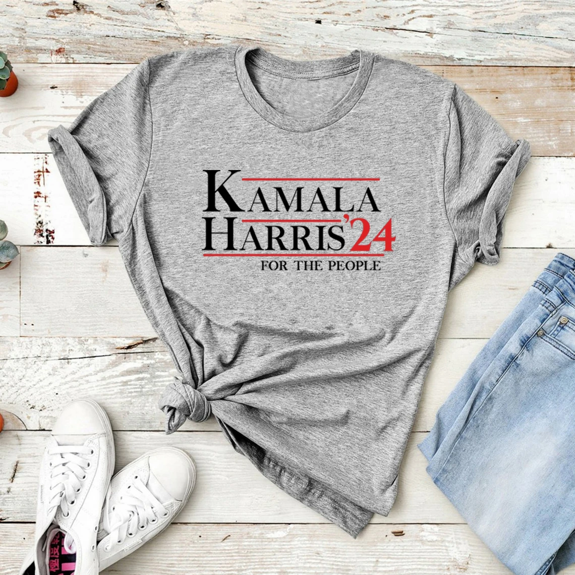 Kamala Harris 24 for The People T-Shirt Madam President Kamala Harris 2024 Tshirt Short Sleeve Graphic T Shirts Streetwear Tops