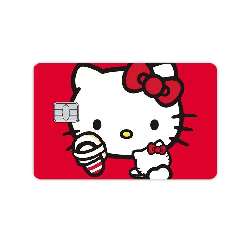 アニメハローキティかわいいクレジットカードスキンステッカースターレーザーデカール、デビットカード、銀行、バス、メトロカードフィルムデコレーション、女の子へのギフトおもちゃ
