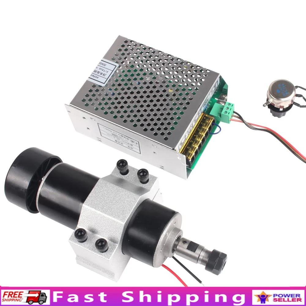 

500W Air Cooled Spindle Motor ER11 12000RPM Speed Controller Power Supply Clamp 52mm CNC Stable Performance High Speed Long-time
