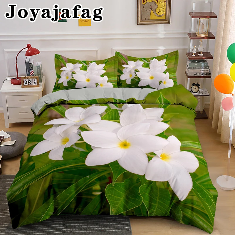 

White Beautiful Gardenia Bedding Set Single Double King Queen Duvet Cover And Pillowcase Bedclothes Luxury Bed Sets