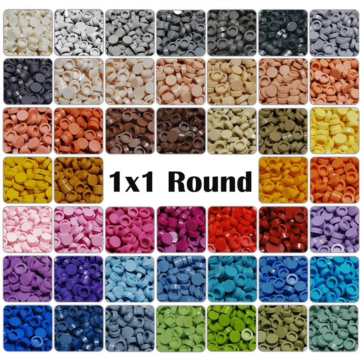 450PCs Plate 1x1 Round Building Block MOC Parts DIY Pixel Art QR Code Brick Mosaic Kids Toys 52Colors Compatible