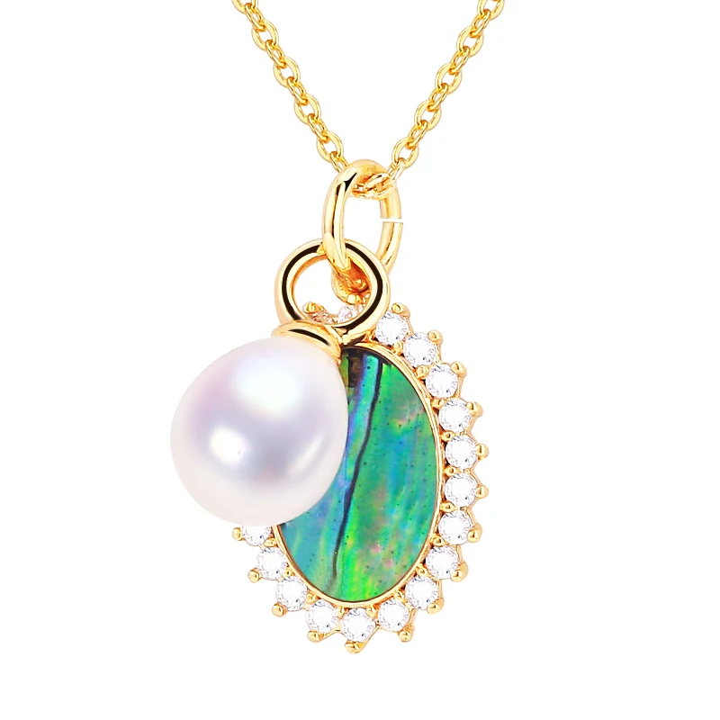 

ZHBORUINI 2024 New Necklace Pearl Jewelry Natural Freshwater Pearls Anti Fading Abalone Shell Pendants Jewelry For Women Gift