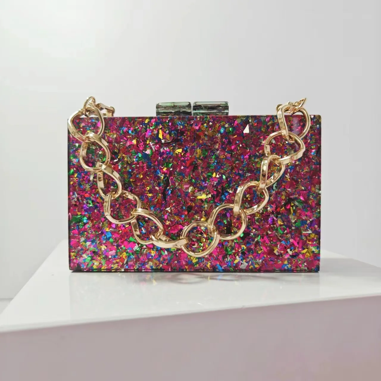 

Женская акриловая сумка для ужина с блестками на одно плечо, косой крест, свадебный банкет, клатч-цепочка, роскошные дизайнерские сумки высокого качества