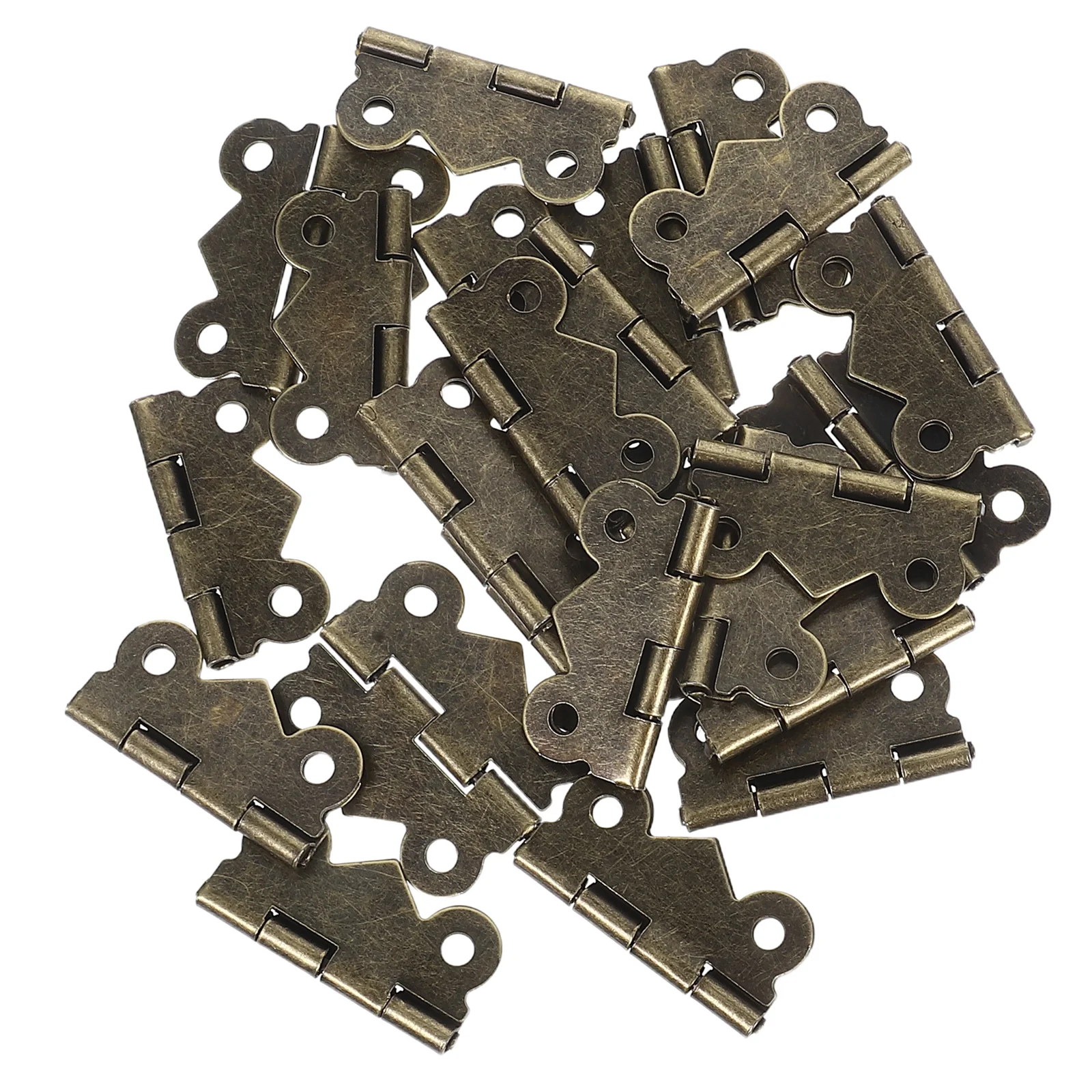 

24Pcs Mini Retro Hinges Style Metal Furniture Connectors for Craft Cabinet Door Drawer Wood Case DIY Projects Olive