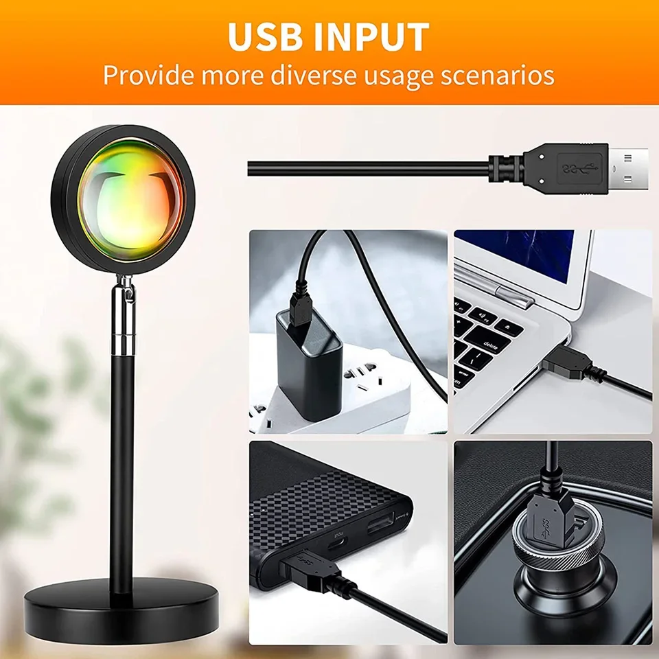 Drop Shipping Colorful RGB Photography Sunset Lamp Led Usb Projector Night Light Remote Neon Bedroom Home Without Choice Mark