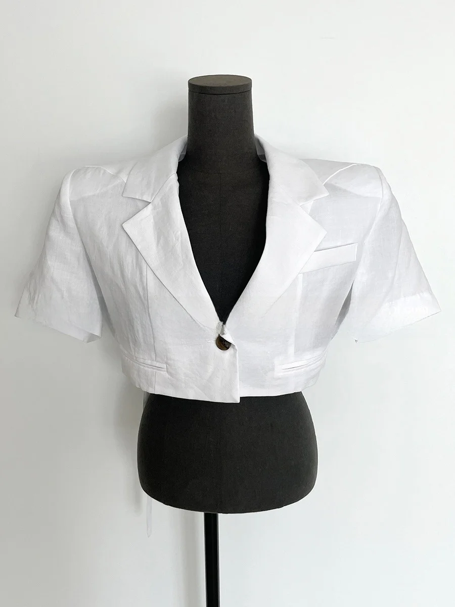 Chic Summer ort irt Jaet Cintura da donna con risvolto con risvolto e un bottone Design versatile Colore puro Origine cinese