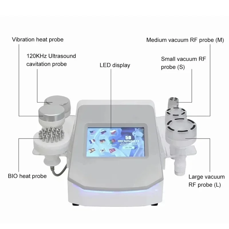 120K Cavitation Vaccum Therapy Machine 5D Ultrasonic Fat Burning Cellulite Removal Body Slimming Shape Firming Lifting Massager
