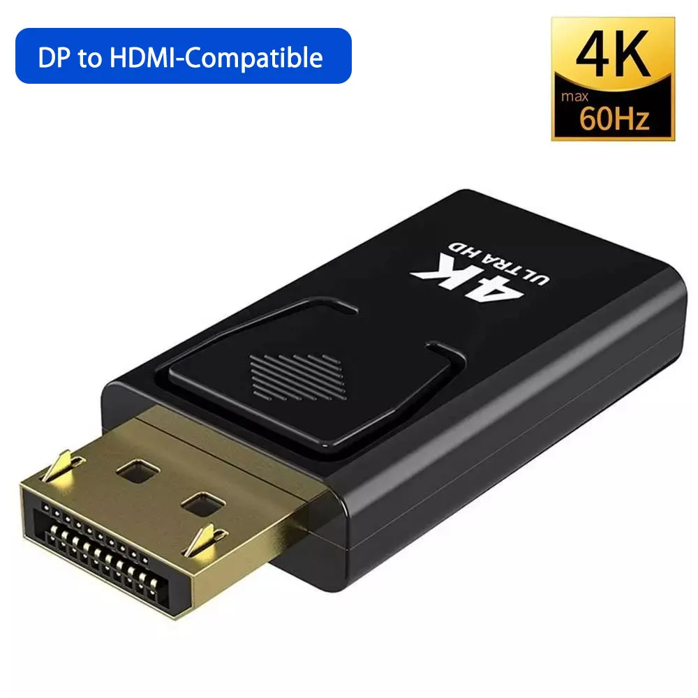 4K DisplayPort to HDMI-compatible Adapter Converter Display Port DP to HDMI-compatible HD TV Cable Adapter Video Audio PC laptop