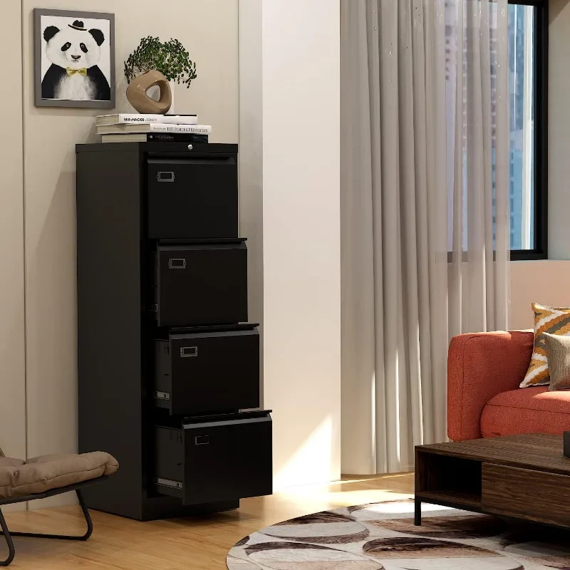 4 Drawers Vertical File Cabinets - Lateral Filing Cabinets - Metal Steel Lockable Storage Cabinets for Home Office