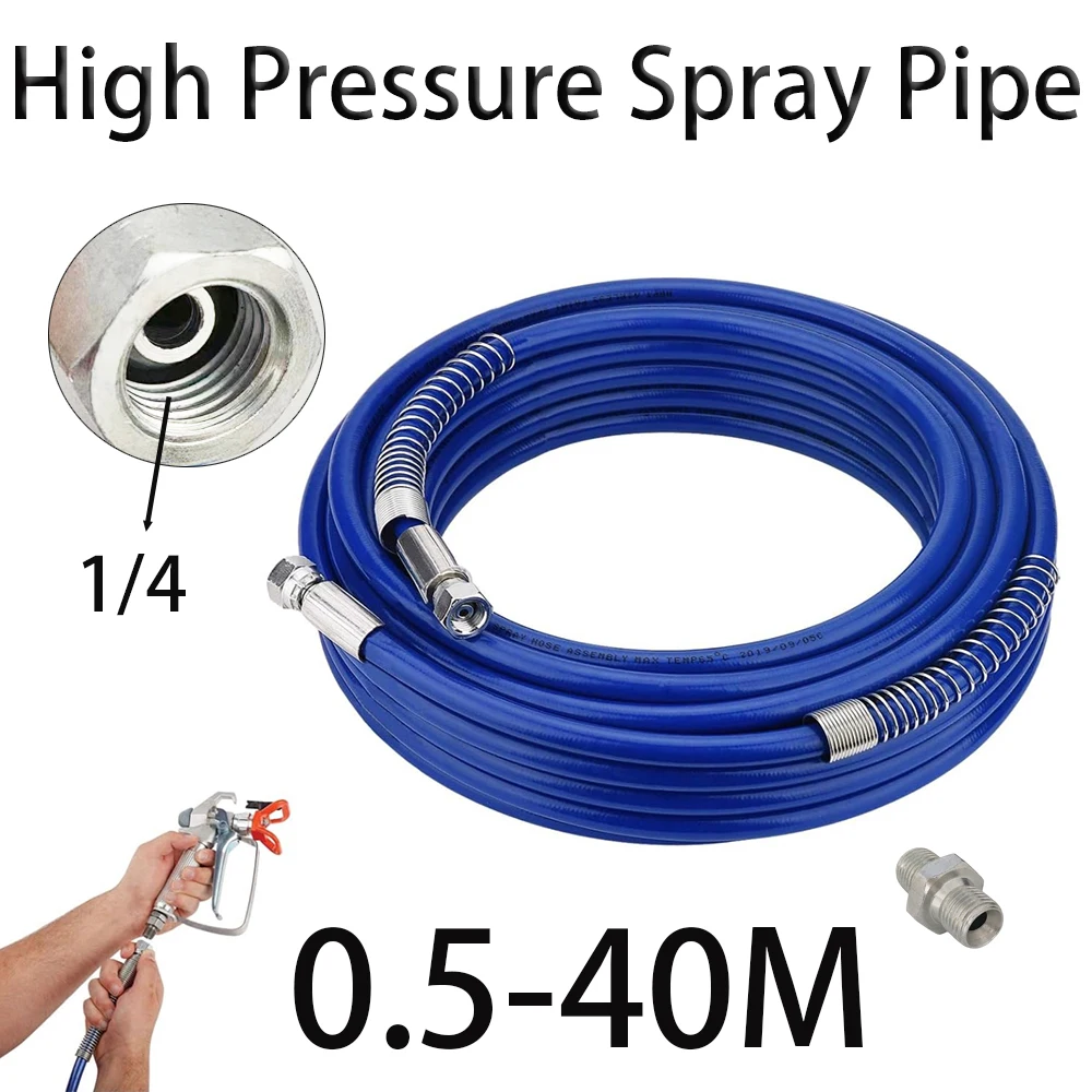 Airless Paint Spray Hose, 0.5-40M, Universal High Pressure Fiber Pipe, Flexible Fiber Hose, Spray Hose for Spray Gun,  Blue