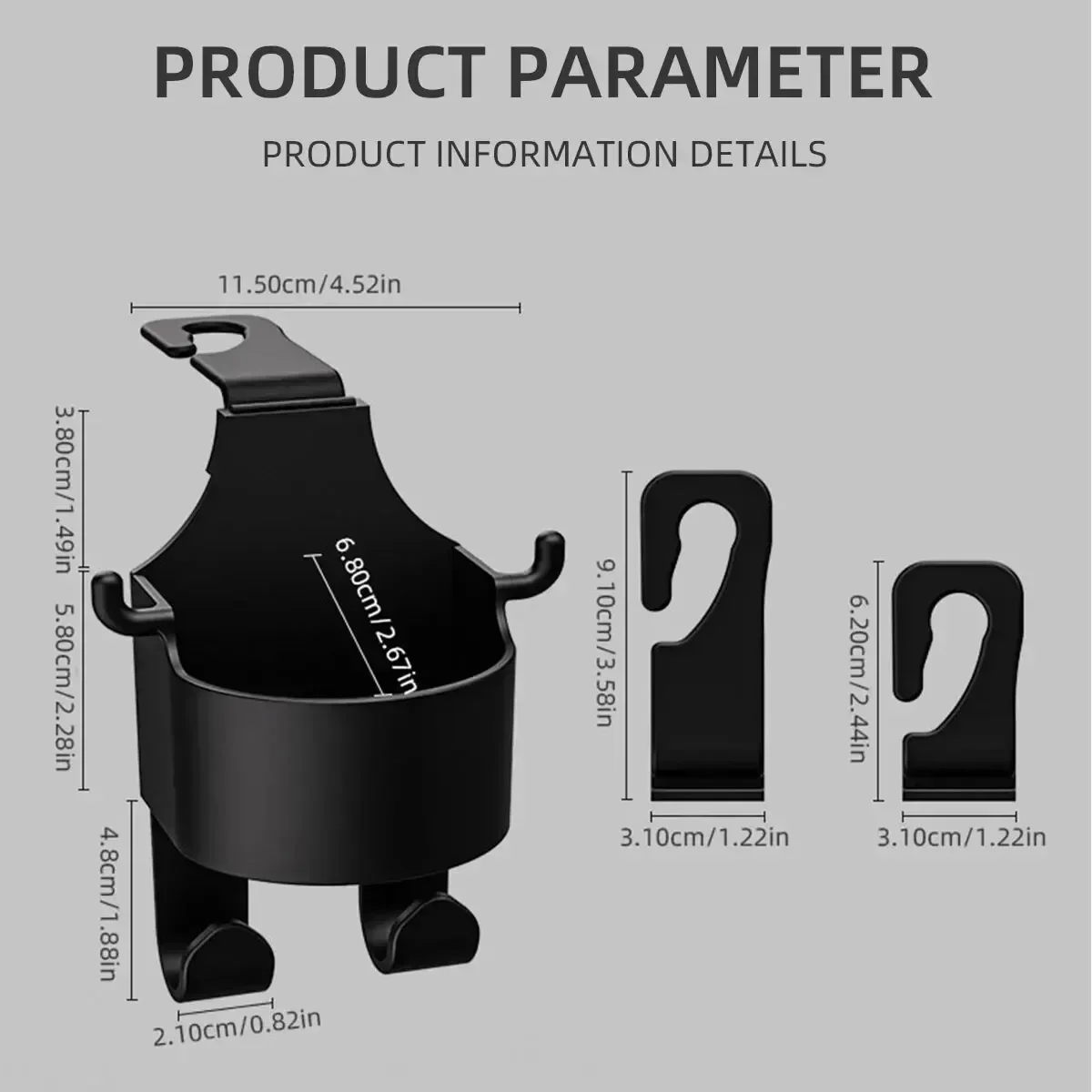 2Pcs Car Seat Headrest Hook Hanger Storage Organizer Universal with Cup Holder for Handbag Fit Universal Vehicle Car Accessories image 6