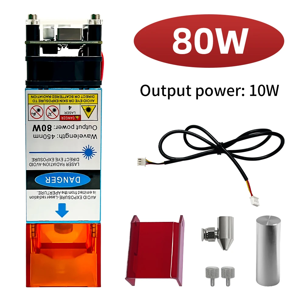 40W/80W Laser Modul Mit Air Assist 450nm Blau Laser Kopf TTL Modul Für CNC Laser Schneiden maschine DIY Laser Graveur Werkzeuge