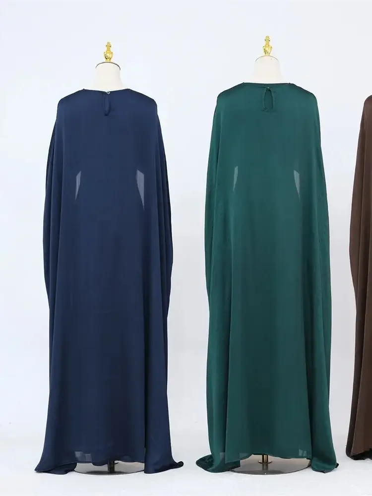 Ramadan Satin 2 Piece Abaya Modest Muslim Sets Kebaya African Dresses For Women Robe Femme Musulmane Caftan Marocain Vestidos