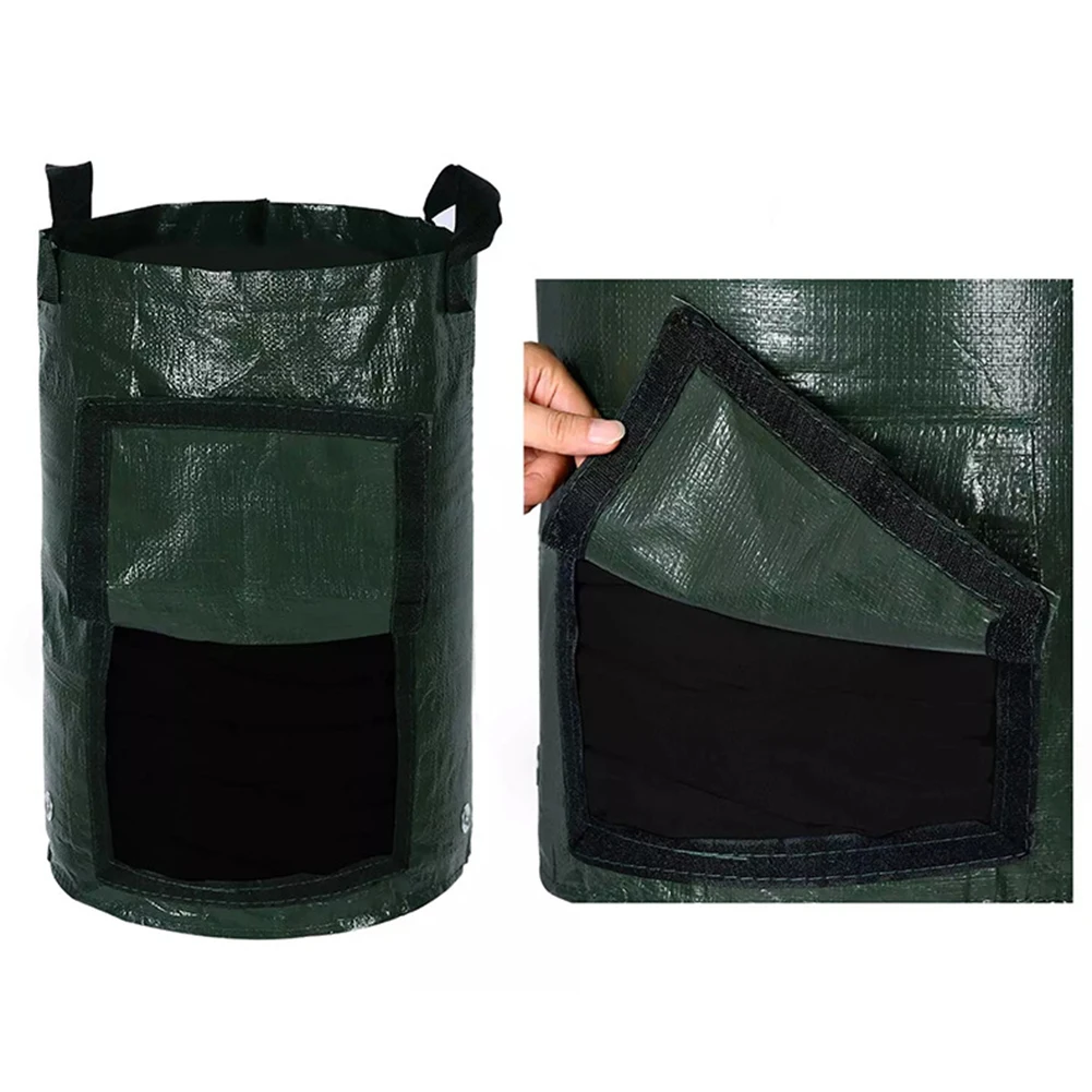 Composting Composting Tote Covered Compost Bag Supports 3 1 Brown To Green Spacious Capacity PE Woven Fabric Yard Cleanup
