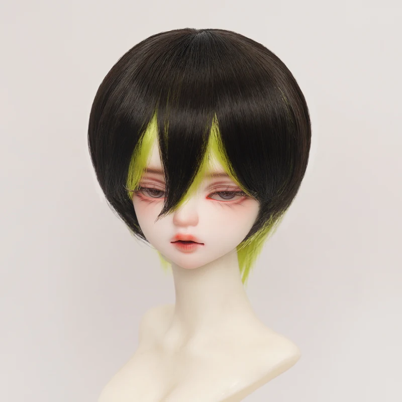 New 1/3 1/4 1/6 Doll's Wig for 60/45/30cm Bjd Doll Soft Silk Short Hair Color Blocked Toys Dress Up Doll Accessories, No Doll