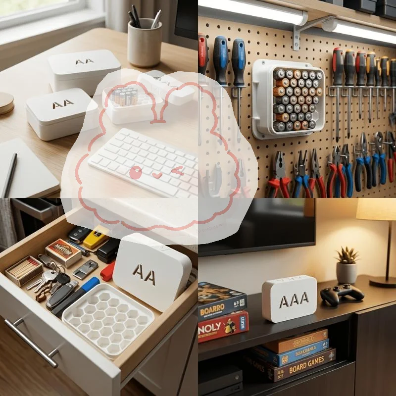 Honeycomb Battery Holder Case 27 Slots 3D Printed Large Capacity Storage Organizer for AA AAA Batteries Family Daily Use