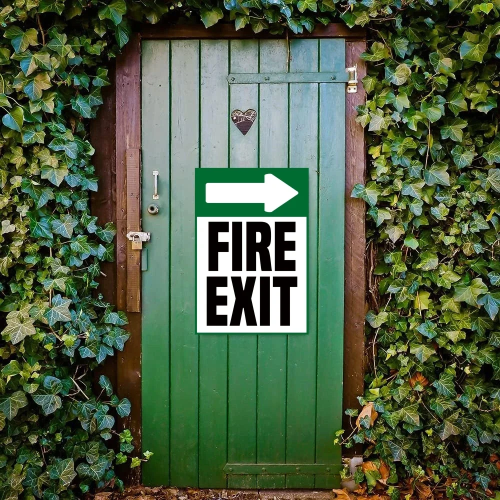 Fire Safety Warning and Fire Safety Exit Metal Aluminum Sign Plaque For Public Place Company Home Club Bar Hotel Cafe Wall Decor