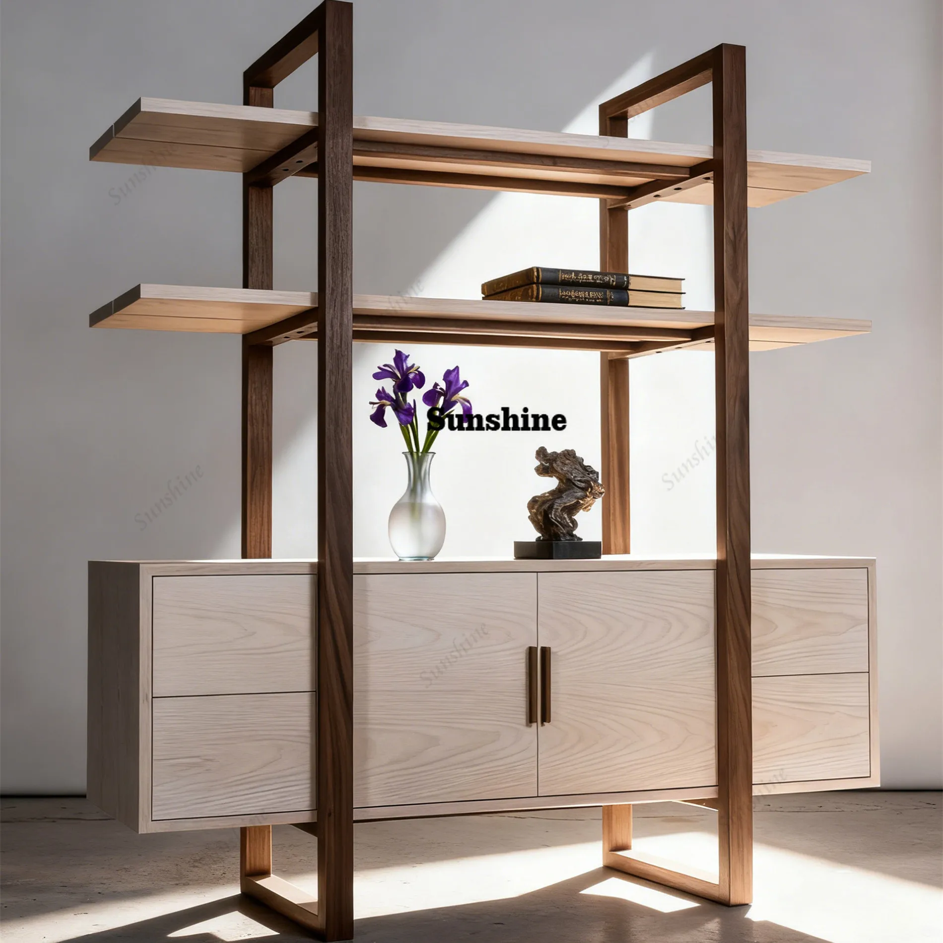 Load-bearing shelf Balcony open storage rack Light luxury children's picture book bookshelf