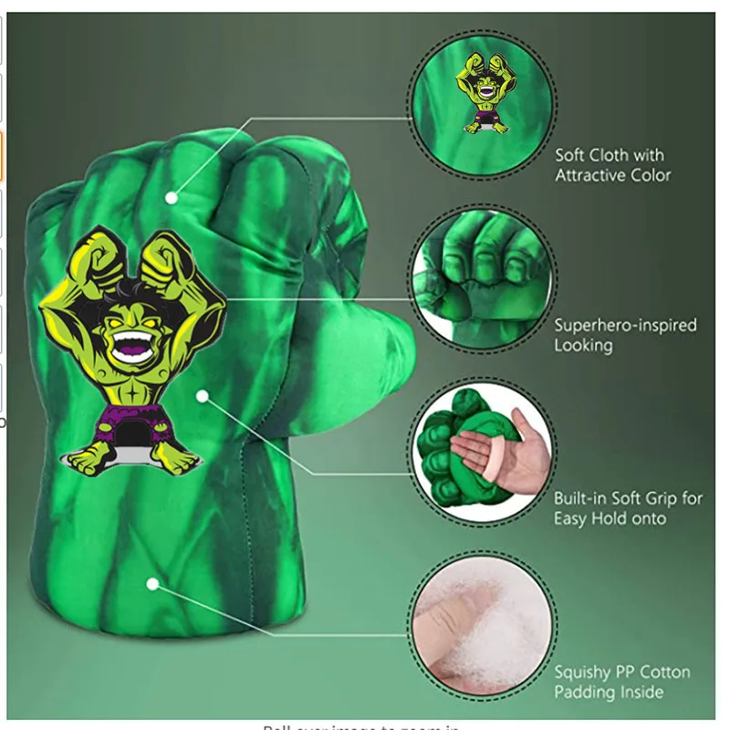 Guantes de Hulk para niños, guantes de boxeo de espuma de superhéroe para niños y niñas, disfraz de juego de rol, actuación de Halloween, fiesta de Carnaval