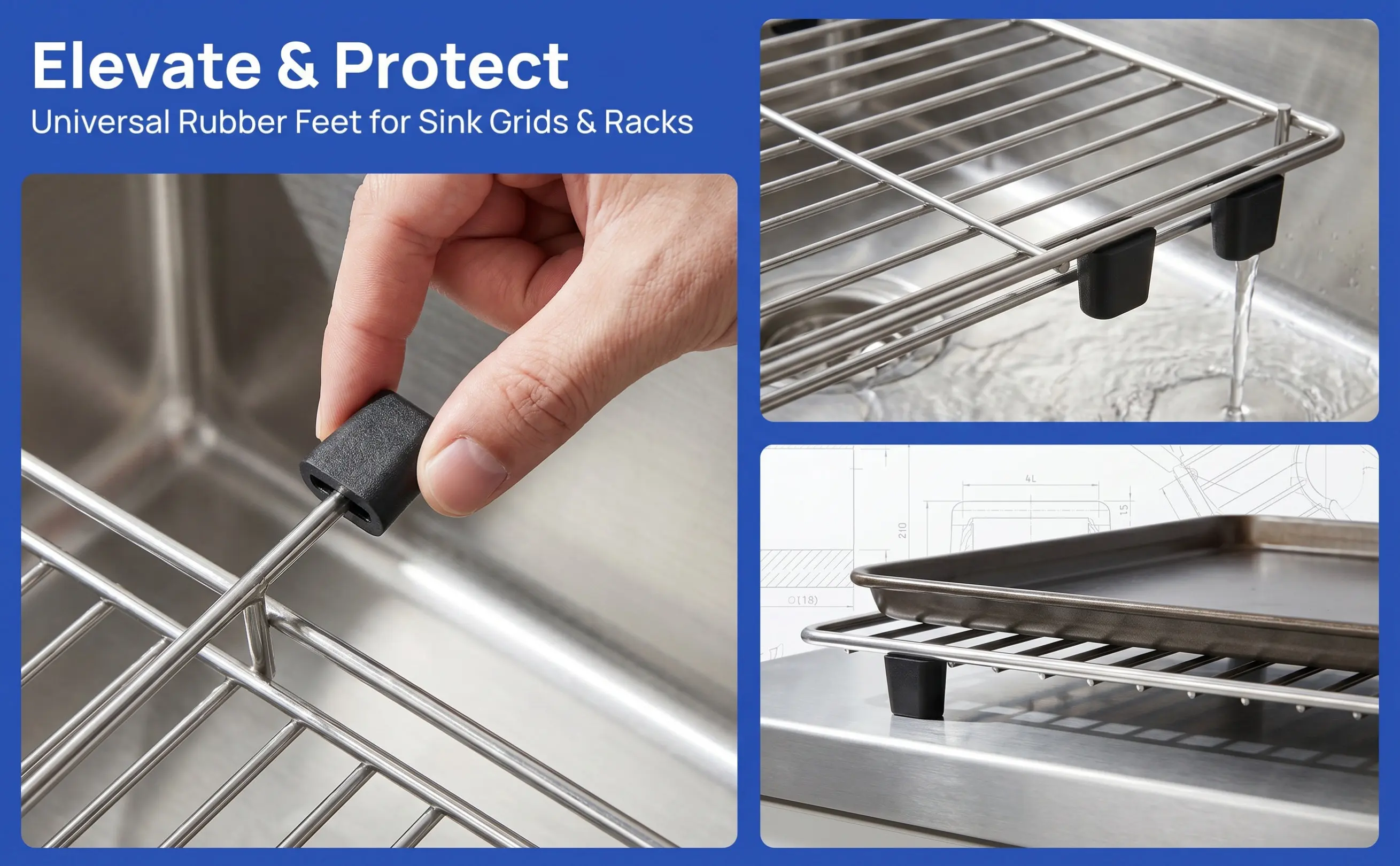 10Pcs Kitchen Sink Rubber Feet Replacement for Drain Rack Grid Protector Dish Drying Rack Accessories Sink Feet