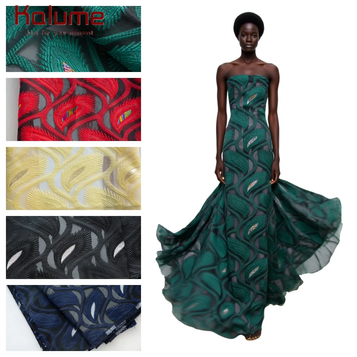 

Kalume 2025 African Gilding Jacquard Fabric High Quality Brocade Tulle Jacquard Lace Fabric For Sewing Party Women Dress F4425