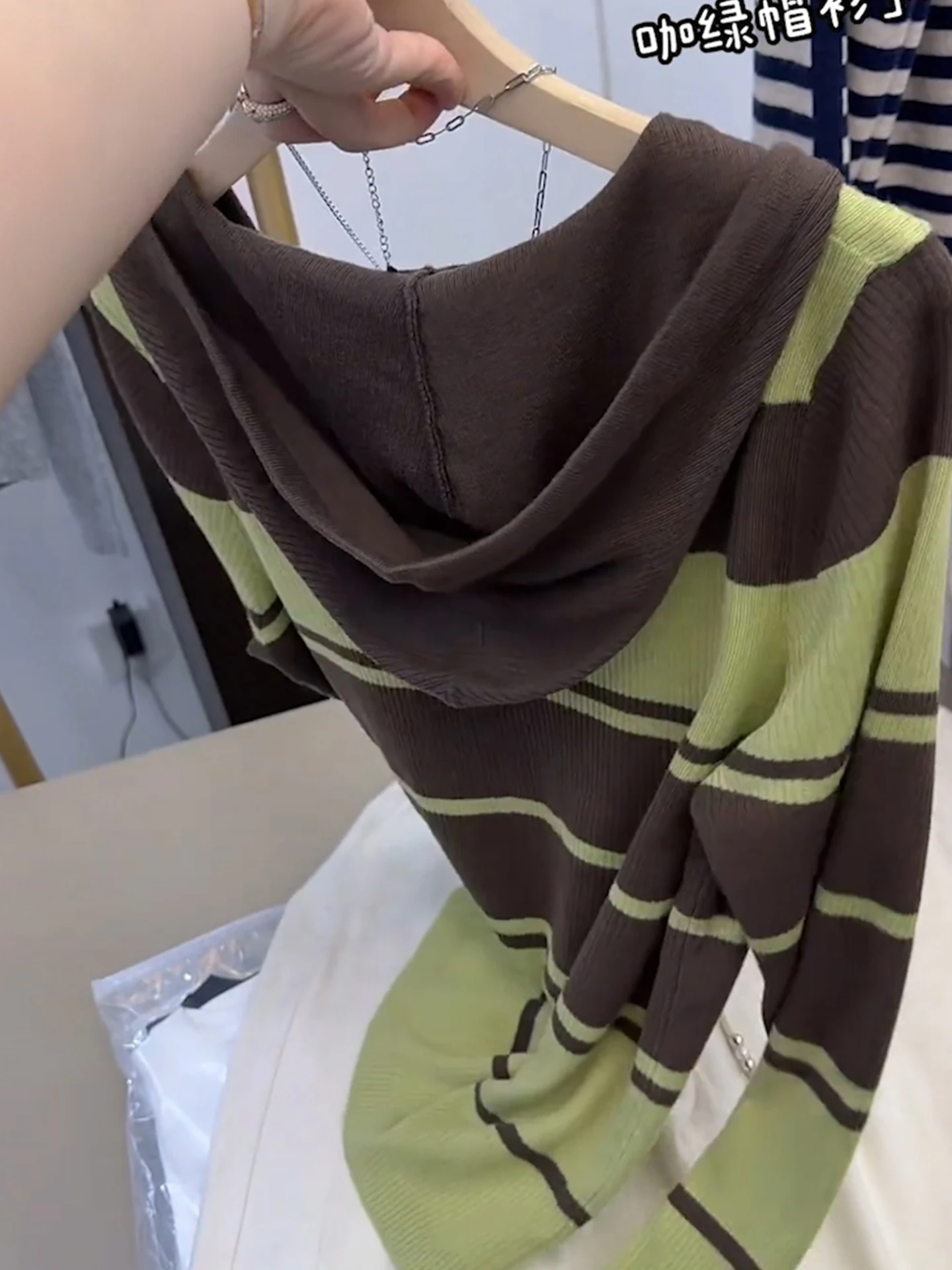 العصرية الأوروبية Sle مقنعين Camere تريكو طويل Sve مخطط اللون Blo تصميم الخريف أعلى لينة مريحة الكورية Loos...